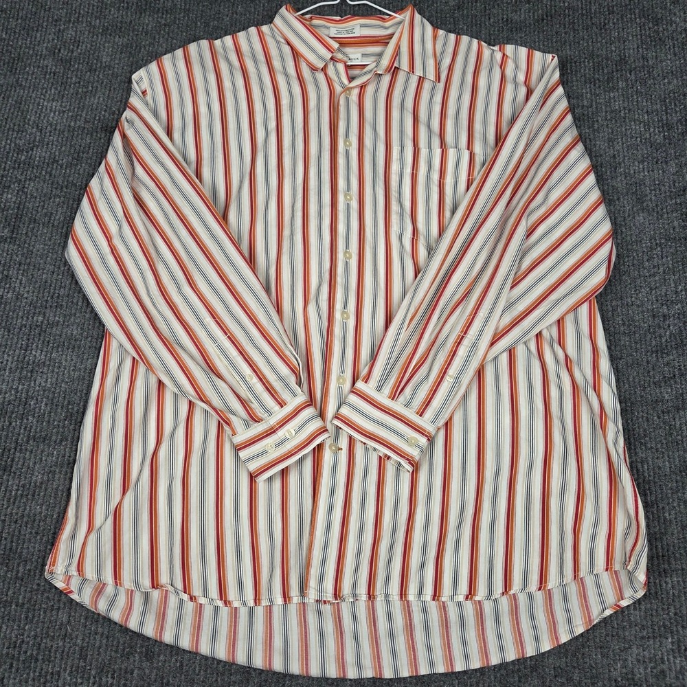 Cutter & Buck Mens 2XB Multi Color Striped Cotton Button Down Shirt Long Sleeve